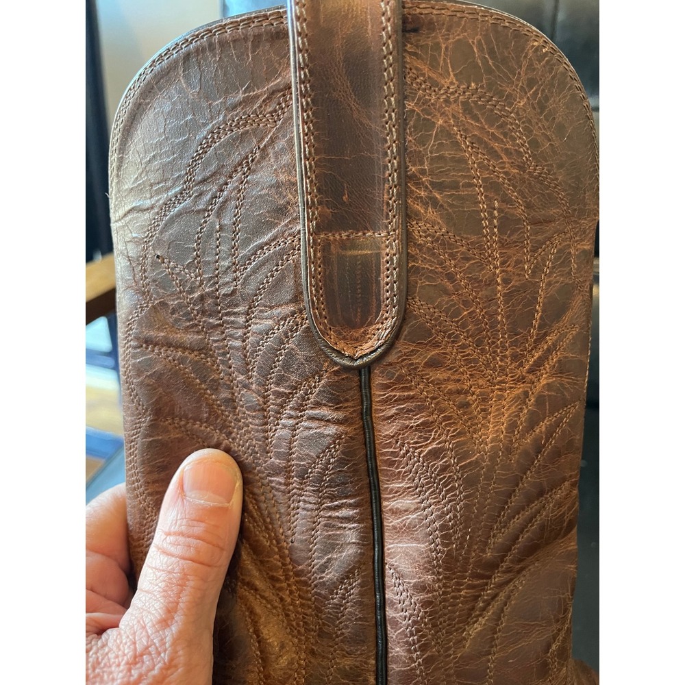 Vintage Brown Leather Western Cowboy Boots Vibram Sole‎ - Picture 8 of 8